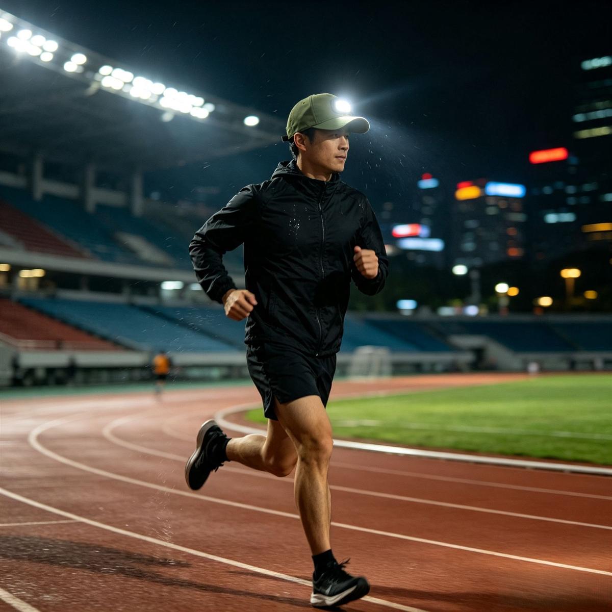Green LED light hat baseball cap for night running