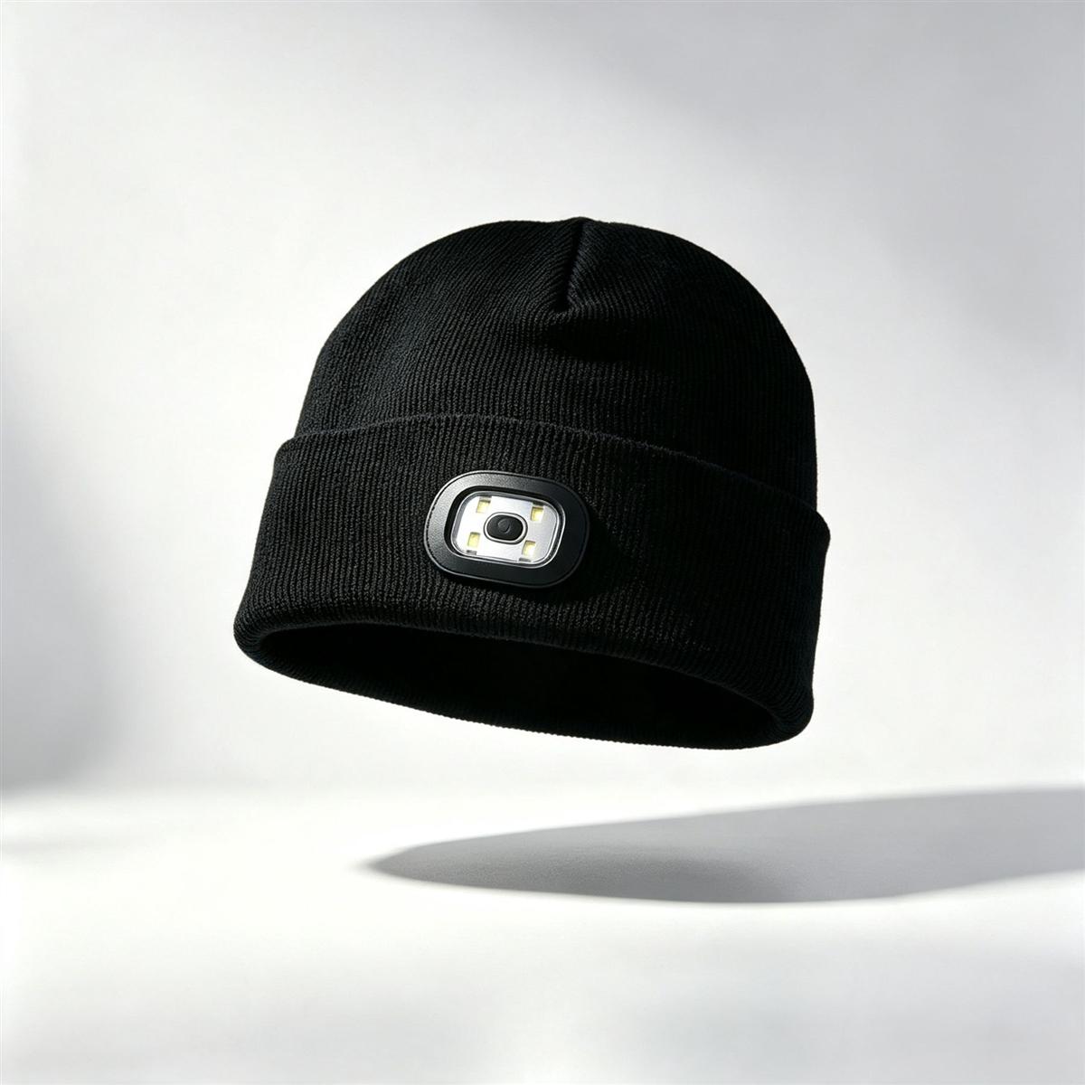 Black LED light hat beanie from LED hat manufacturer